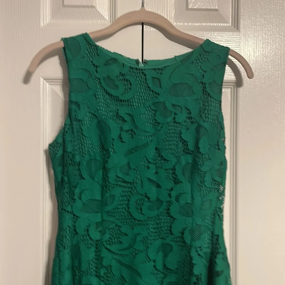 Eva Mendes for New York & Co lace overlay sleeveless green dress size 4 NWOT - Picture 4 of 14